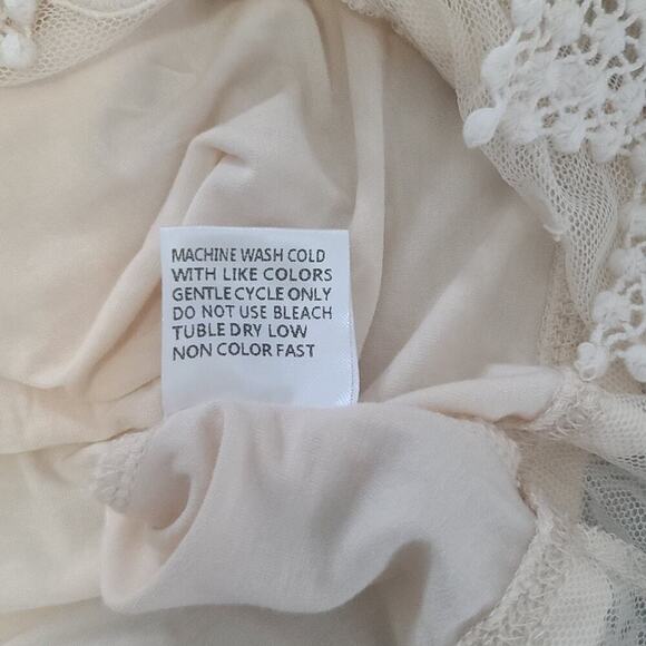 Yahada Y2K crochet longline ladies tank top ivory lace Sz Large Coquette dainty - Picture 6 of 7